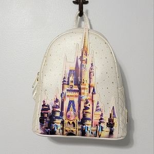 Disney Parks WDW 50th Anniversary White Cinderella Castle Loungefly Backpack
